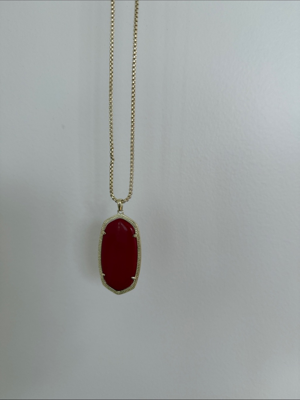 Kendra Scott Gold Chain Necklace with Red Oval Pendant
